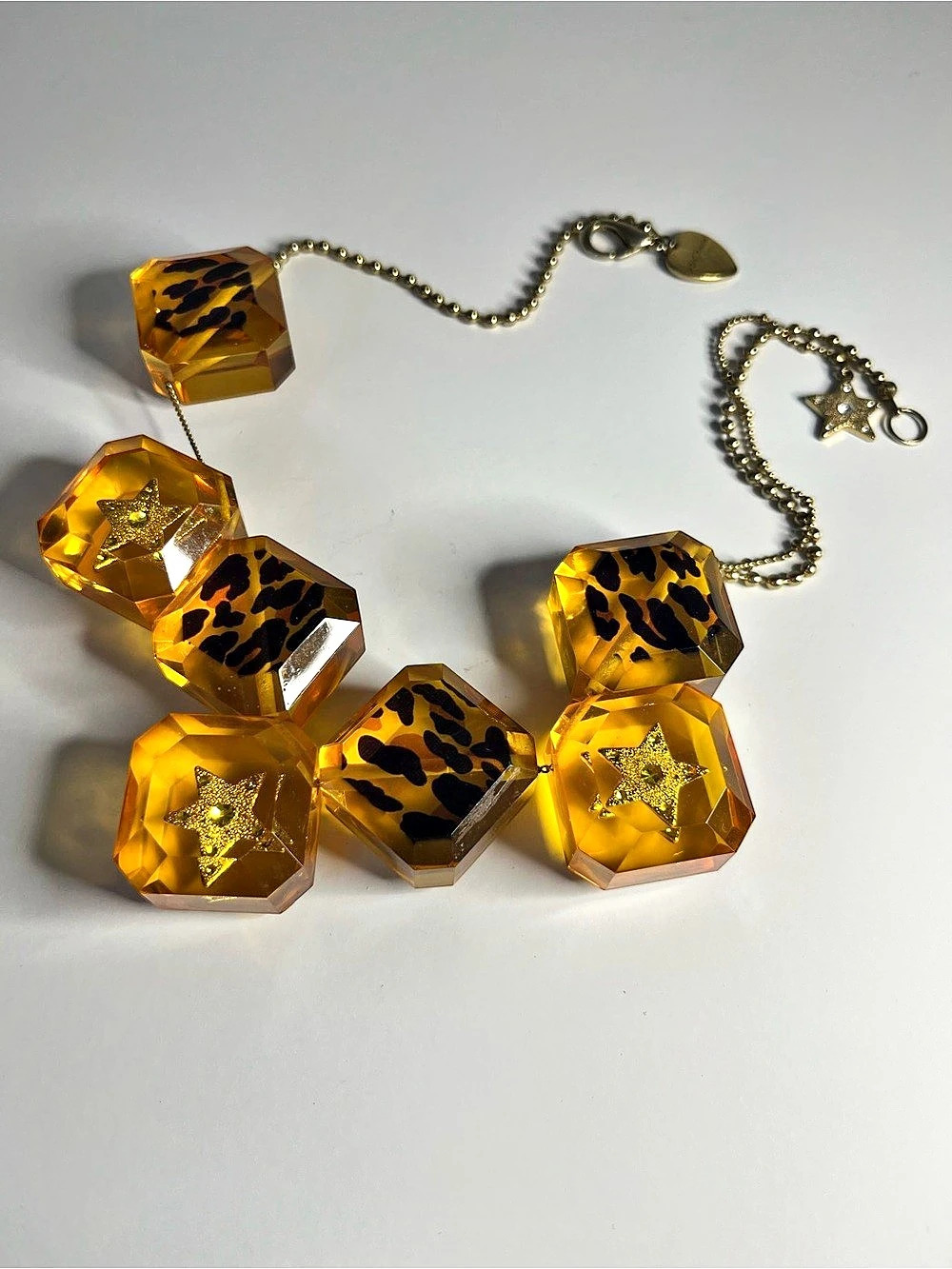 Betsy Johnson vintage Amber Animal Print Statement Necklace
